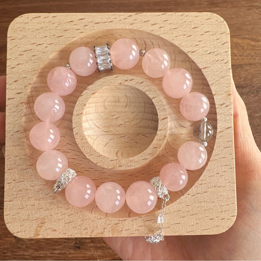 Natural Rose Quartz 12mm Luxury Energy Bracelet Love & Healing Crystal